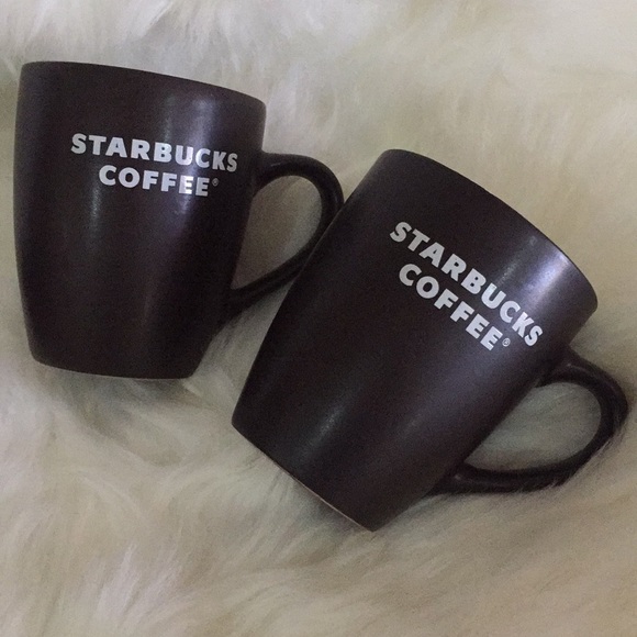 Two Starbucks 2008 Chocolate Brown Coffee Mugs